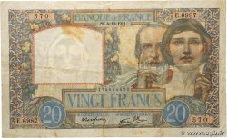 20 Francs TRAVAIL ET SCIENCE FRANCE 1941 F.12.20 F+