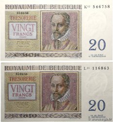 20 Francs Lot BELGIQUE  1956 P.132b