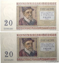 20 Francs Lot BELGIQUE  1956 P.132b SPL