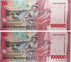 100000 Rupiah Lot INDONÉSIE  2022 P.168 pr.NEUF