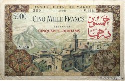 50 Dirhams sur 5000 Francs MAROC 1953 P.51