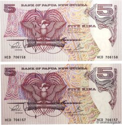 5 Kina Lot PAPOUASIE NOUVELLE GUINÉE 1992 P.13c