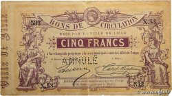 5 Francs Annulé FRANCE régionalisme et divers Lille 1915 JP.59-1632