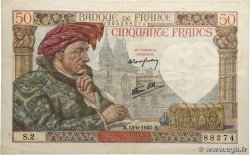 50 Francs JACQUES CŒUR FRANCE 1940 F.19.01