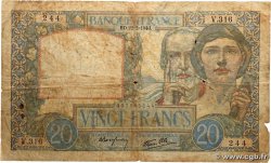 20 Francs TRAVAIL ET SCIENCE FRANCE 1940 F.12.02