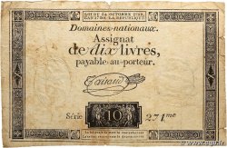 10 Livres filigrane royal FRANCE 1792 Ass.36a