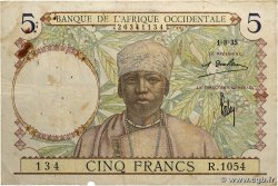 5 Francs AFRIQUE OCCIDENTALE FRANÇAISE (1895-1958) 1935 P.21 B+