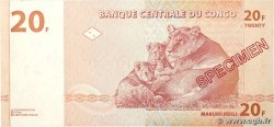 20 Francs Spécimen RÉPUBLIQUE DÉMOCRATIQUE DU CONGO  1997 P.088s pr.NEUF