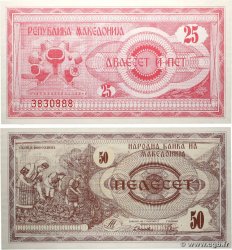 25 et 50 Denari Lot NORTH MACEDONIA 1992 P.02a et P.03a