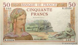 50 Francs CÉRÈS modifié FRANCE 1940 F.18.42