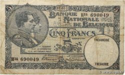 5 Francs BELGIQUE  1931 P.097b pr.TB