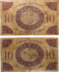 10 Francs Marianne CCFL Lot FRENCH EQUATORIAL AFRICA Brazzaville 1944 A.119b G