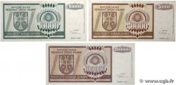 10000 à 100000 Dinara Lot CROATIA 1992 P.R07a, P.R08 et P.R09 F+