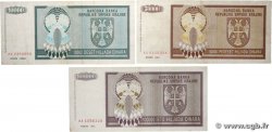 10000 à 100000 Dinara Lot CROATIA 1992 P.R07a, P.R08 et P.R09 F+