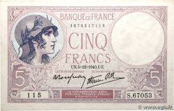 5 Francs FEMME CASQUÉE modifié FRANCE  1940 F.04.16