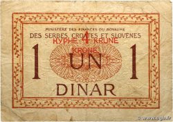 4 Kronen sur 1 Dinar YOUGOSLAVIE  1919 P.015a B+