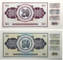 20 et 50 Dinara Lot YOUGOSLAVIE  1978 P.088a et P.089 pr.NEUF