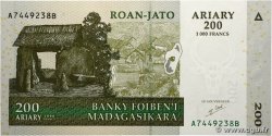 1000 Francs - 200 Ariary MADAGASCAR  2004 P.087b