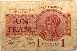 1 Franc MINES DOMANIALES DE LA SARRE FRANCE  1920 VF.51.05