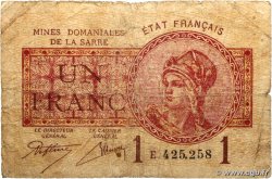 1 Franc MINES DOMANIALES DE LA SARRE FRANCE  1920 VF.51.05