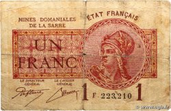 1 Franc MINES DOMANIALES DE LA SARRE FRANCIA  1920 VF.51.06