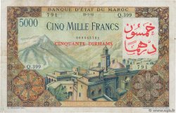 50 Dirhams sur 5000 Francs MAROCCO  1953 P.51 MB