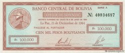 10 Centavos sur 100000 Pesos Bolivianos BOLIVIE  1987 P.197