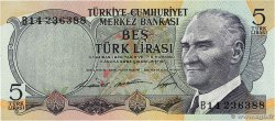 5 Lira TURQUIE 1968 P.179 NEUF