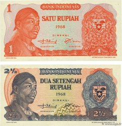 1 et 2,5 Rupiah Lot INDONESIA  1968 P.102 et 103