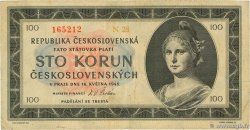 100 Korun TCHÉCOSLOVAQUIE 1945 P.067a TTB
