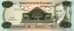 100000 Cordobas sur 500 Cordobas NICARAGUA 1987 P.149 NEUF