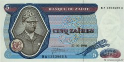 5 Zaïres ZAÏRE 1980 P.22b NEUF