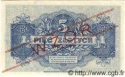 5 Zlotych Spécimen POLOGNE  1939 P.081s pr.NEUF