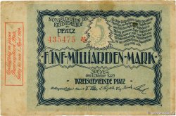 5 Milliard Mark ALLEMAGNE Pfalz 1923 