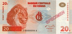 20 Francs Spécimen RÉPUBLIQUE DÉMOCRATIQUE DU CONGO  1997 P.088s