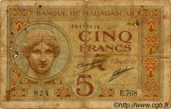 5 Francs MADAGASCAR  1926 P.035 B+