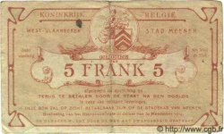 5 Francs BELGIQUE Menin 1914 P.-- TB à TTB