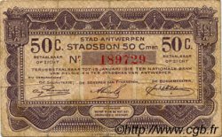50 Centimes BELGIQUE Anvers 1915 P.-- TB