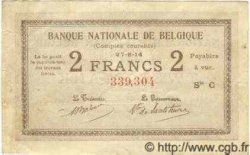 2 Francs BELGIQUE  1914 P.082 TTB+