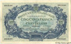 500 Francs - 100 Belgas BELGIQUE  1932 P.103 TTB