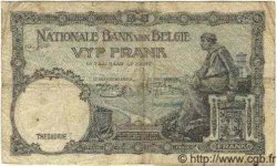 5 Francs BELGIQUE  1938 P.108 B+