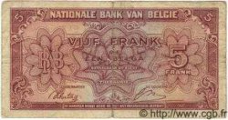 5 Francs - 1 Belga BELGIQUE  1943 P.121 TB