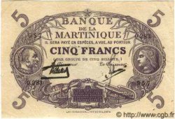 5 Francs Cabasson violet MARTINIQUE  1934 P.06 VF