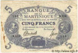 5 Francs Cabasson bleu MARTINIQUE  1945 P.(06B) TB