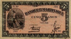 5 Francs MARTINIQUE  1942 P.16b TB