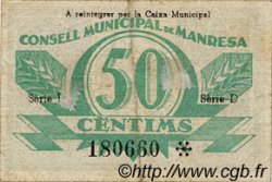 50 Centims ESPAGNE Manresa 1937 C.337 TB+ à TTB