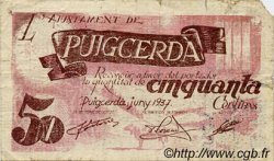 50 Centims ESPAGNE Puigcerda 1937 C.487 TB