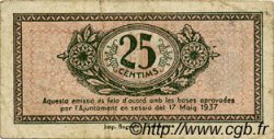 25 Centims ESPAGNE Tarragona 1937 C.585 TB à TTB