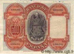 500 Pesetas Spécimen ESPAGNE  1927 P.073as SPL