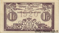 1 Franc ALGÉRIE Oran 1920 JP.141.23 SUP+